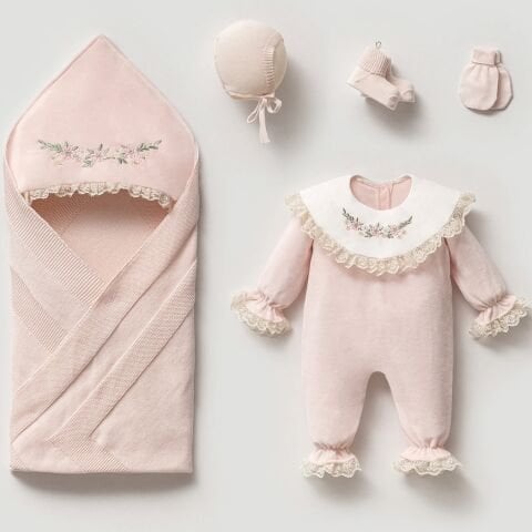 Melisa Kadife 5'li Hastane Seti Pembe