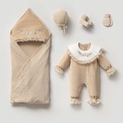 Melisa Kadife 5'li Hastane Seti Bej