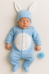 Rabbit Jumpsuit Blue Ecru