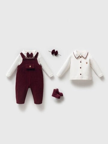 Kadife Salopet Papyonlu Set