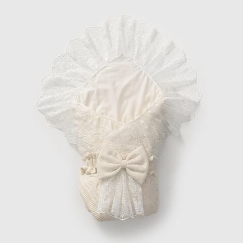 Dantelli İçi Yünlü Triko Kundak