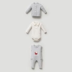 Teddy Bear 3-Piece Knitted Overalls