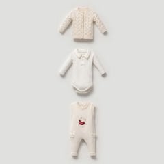 Teddy Bear 3-Piece Knitted Overalls