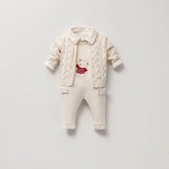 Teddy Bear 3-Piece Knitted Overalls
