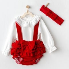 Velvet Red Strap Romper