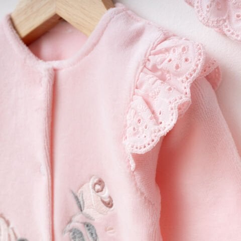 Fırfırella KADİFE 5'li Hastane Seti Pembe