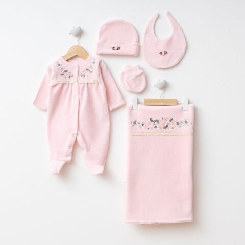 Sıralı Çiçekli KADİFE 5'li Hastane Seti