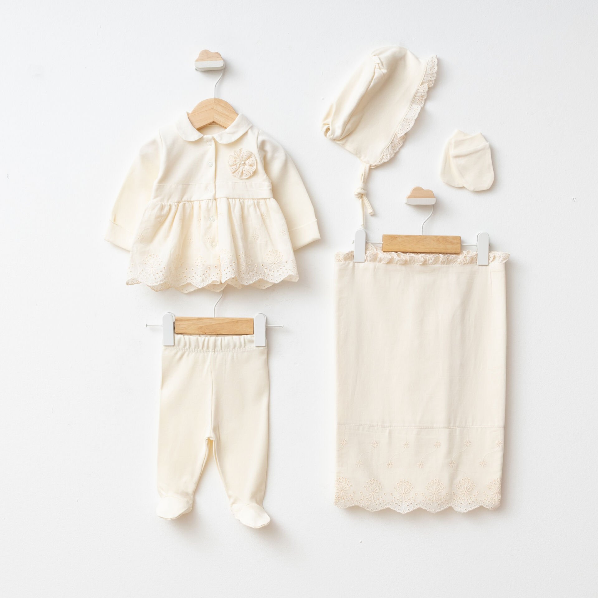 Lora Çiçekli 5'li Hastane Seti Natural