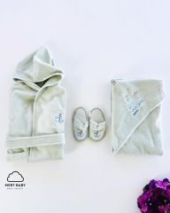 Ahoy Captain Bathrobe Set Green