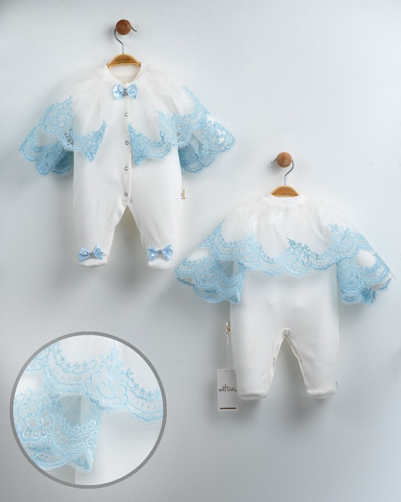 Kadife Pelerinli Tulum Mavi