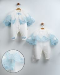 Velvet Cape Jumpsuit Blue