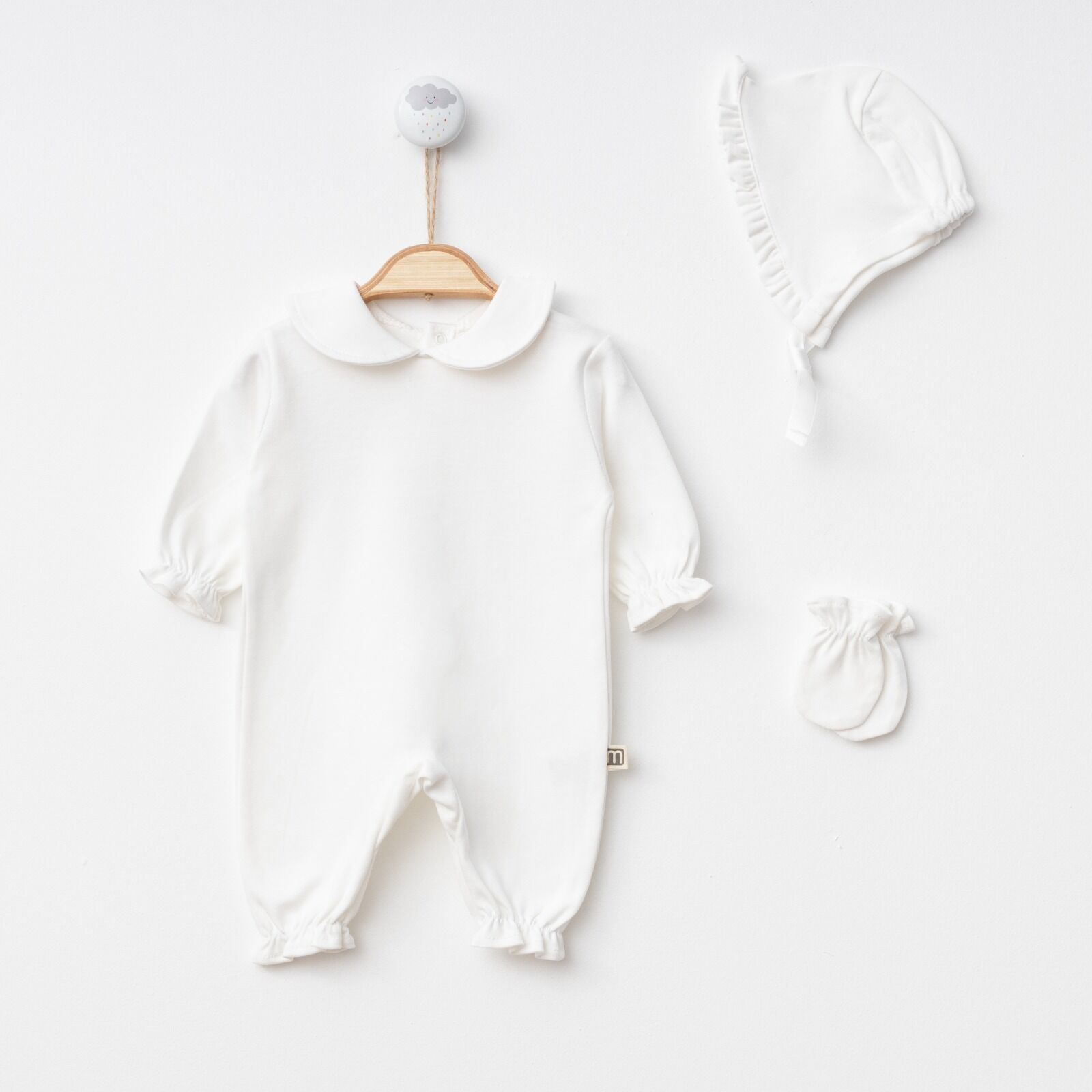 Sade Fırfır Şapkalı Tulum