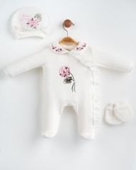 Ortanca Çiçekli Kadife Tulum Seti