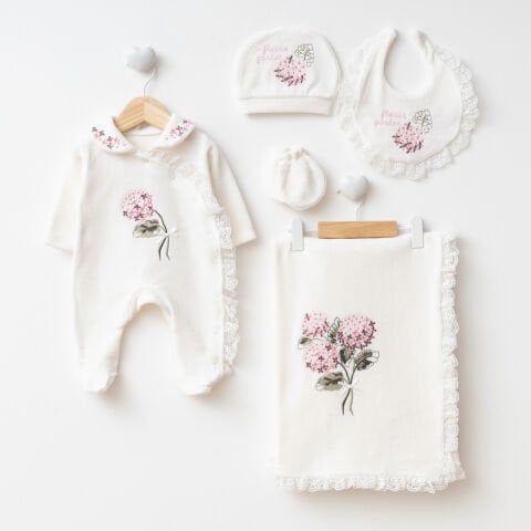 Ortanca Çiçekli KADİFE 5’li Hastane Seti