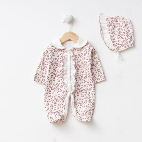 Dijital Baskılı Leopar 3'lü Hastane Seti Gül Kurusu