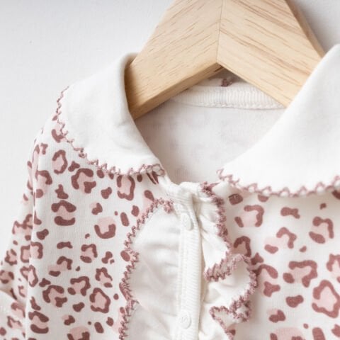 Dijital Baskılı Leopar 3'lü Hastane Seti Gül Kurusu