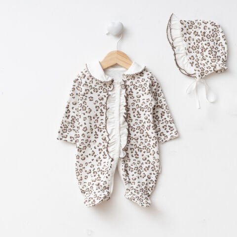 Dijital Baskılı Leopar 3'lü Hastane Seti Kahverengi