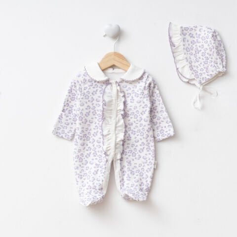 Dijital Baskılı Leopar 3'lü Hastane Seti Lila