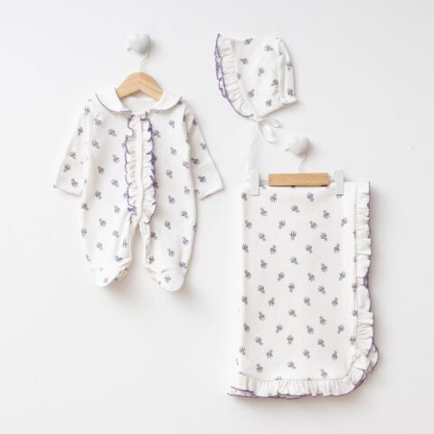 Lavanta Dijital Baskılı 3'lü Hastane Seti