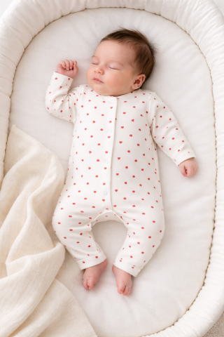 Küçük Kalpli %100 Pamuk Tulum