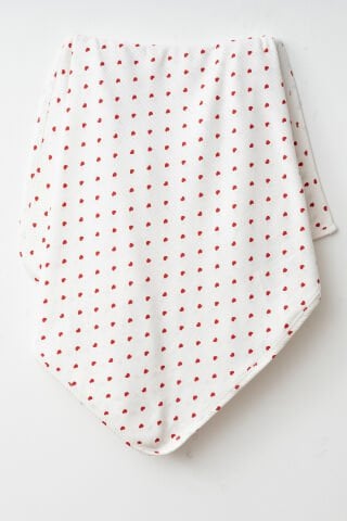 Küçük Kalpli %100 Pamuk Tek Katlı Battaniye (80X90)