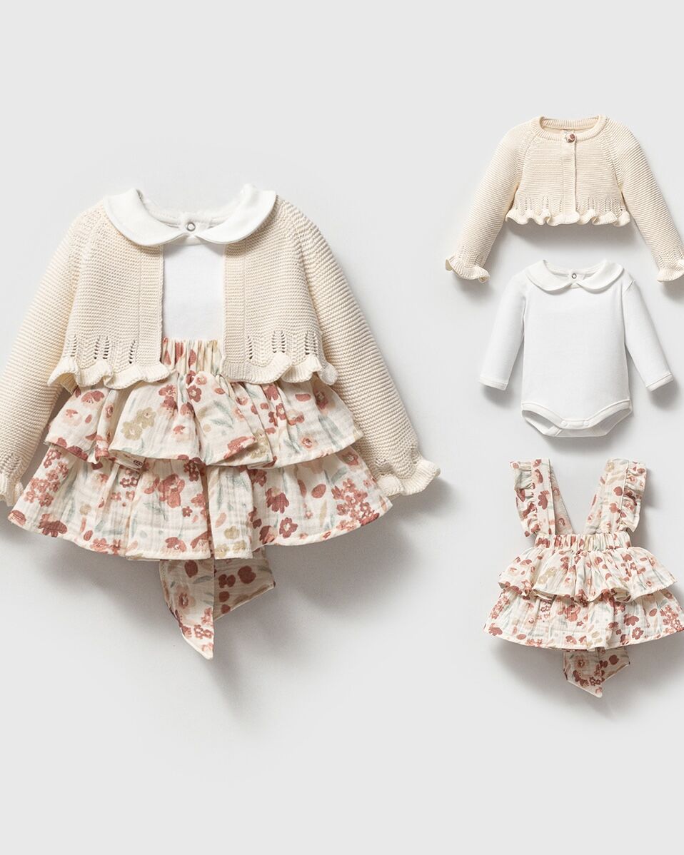 Spring 3'lü Müslin Fırfır Etekli Takım