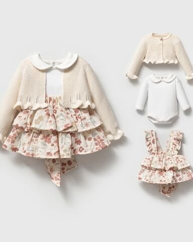 Spring 3'lü Müslin Fırfır Etekli Takım