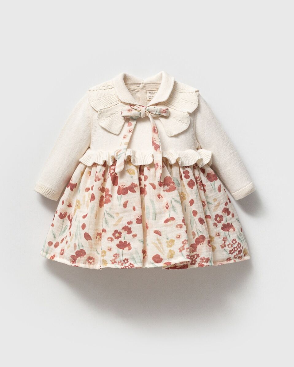 Spring Müslin Fırfır Etekli Triko Elbise