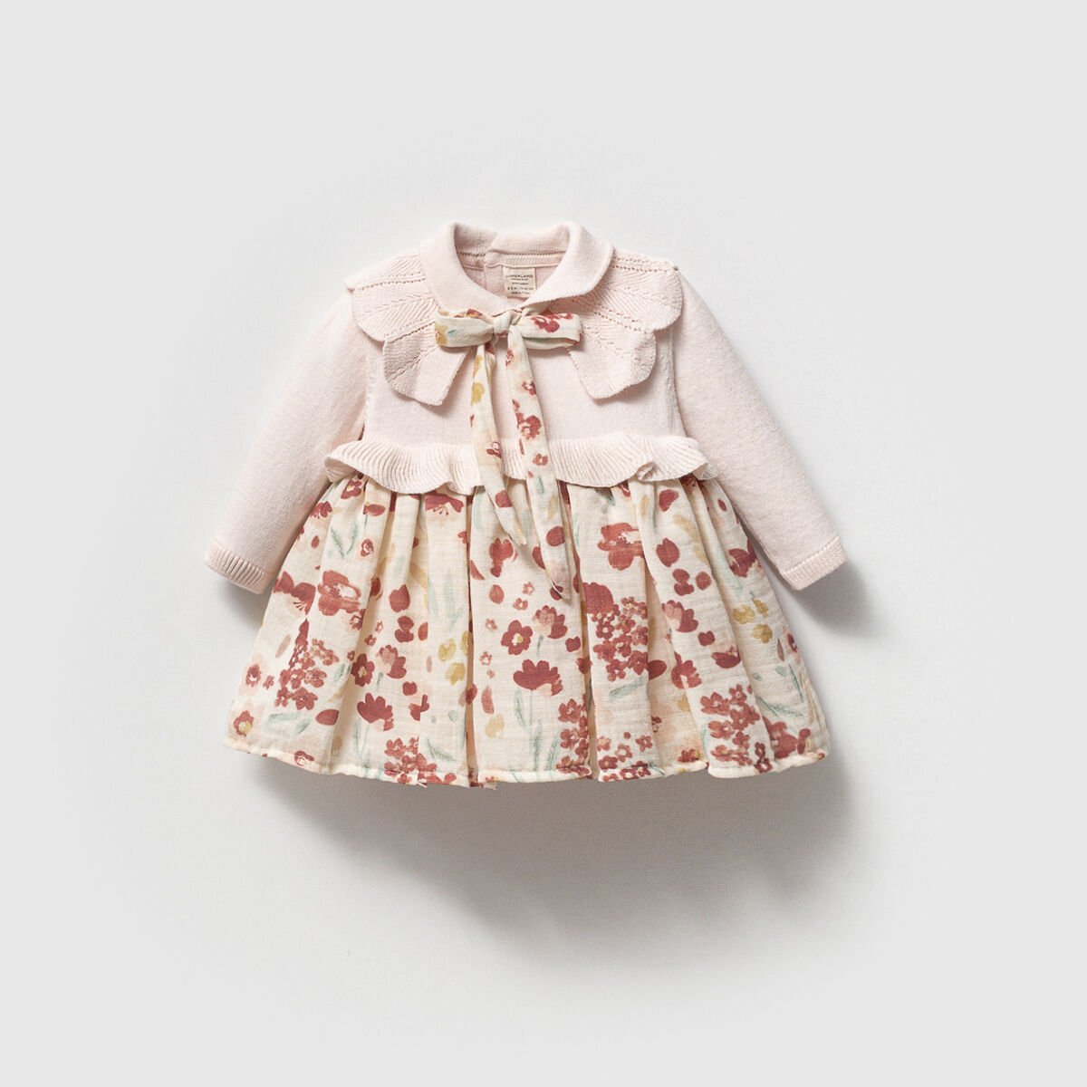 Spring Müslin Fırfır Etekli Triko Elbise