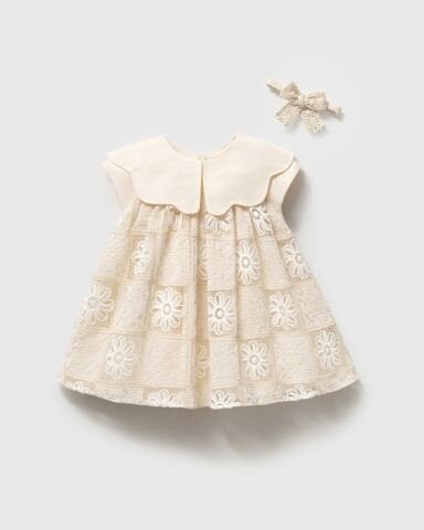 Adele Dantelli Lüx Elbise ve Bandana Geniş Yaka