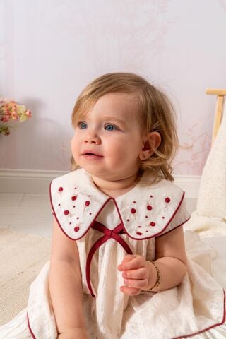 Maria Yakası Nakışlı Elbise ve Bandana