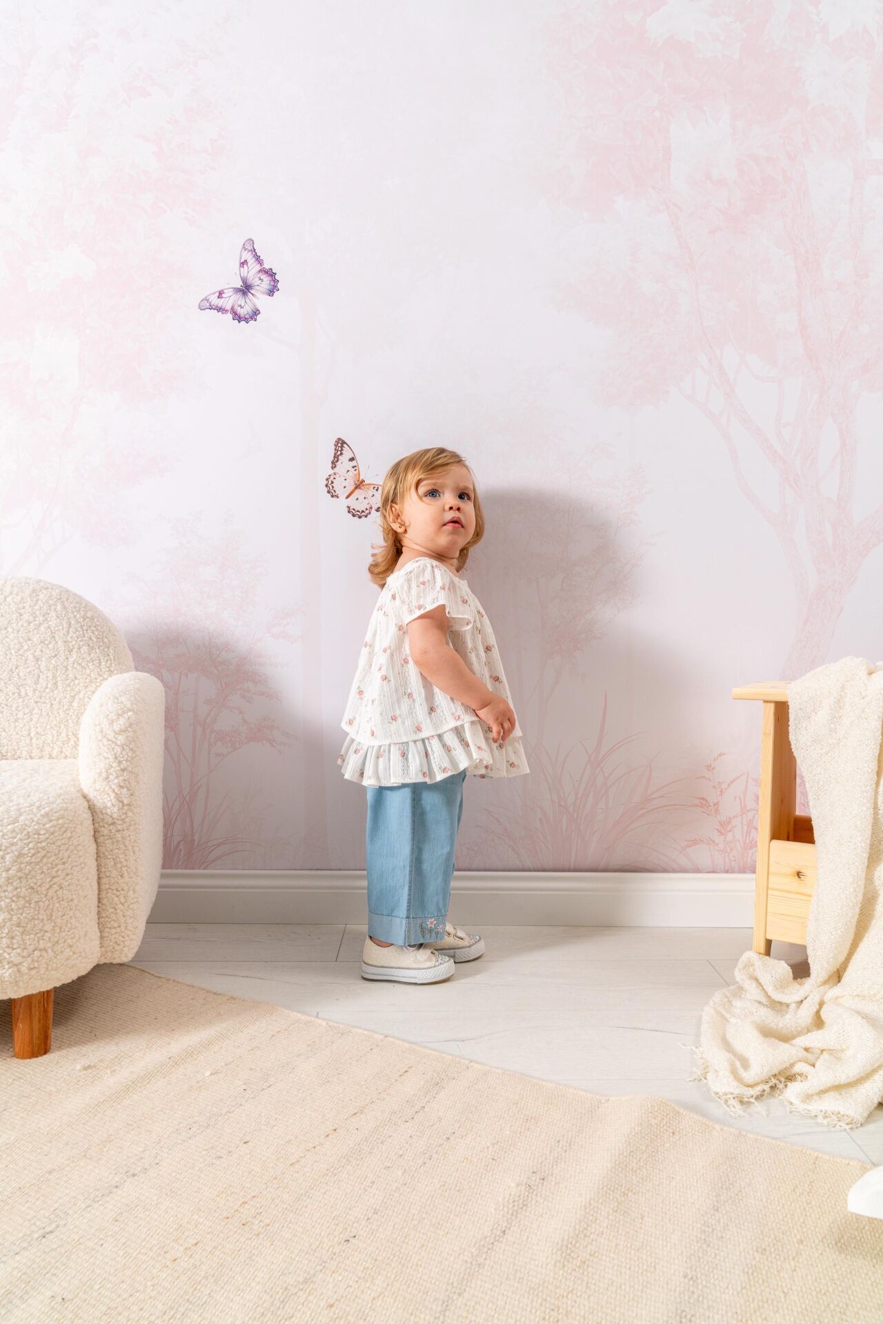 Müslin Tunik Kot Pantolon Kız Bebek Takım