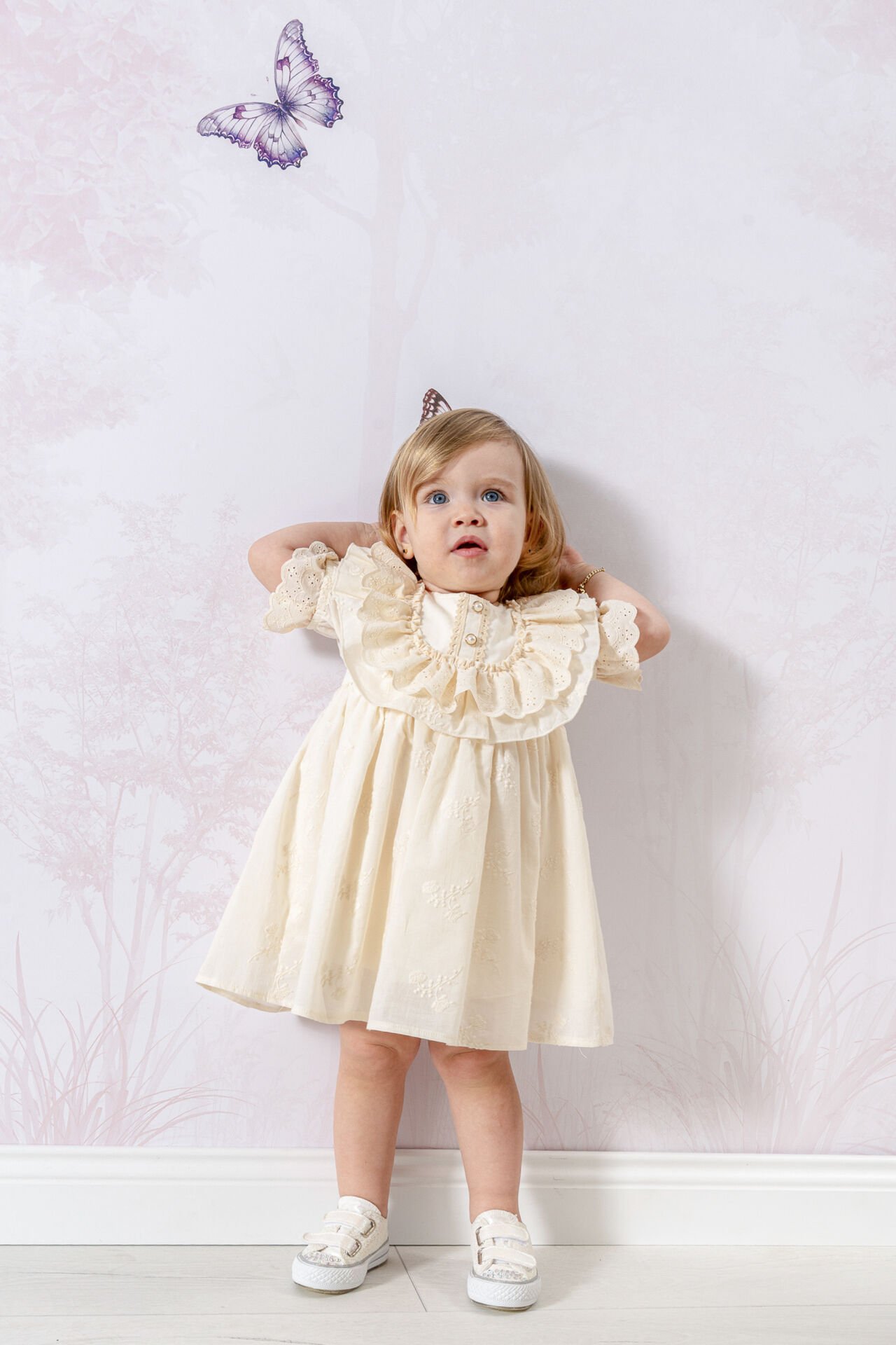 Fisto Detaylı Kabarık Yaka Elbise ve Bandana