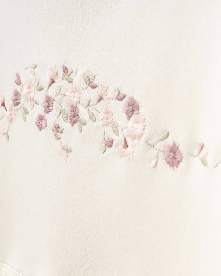 Çiçek Nakışlı Plise Detaylı Çift Katlı Battaniye Natural