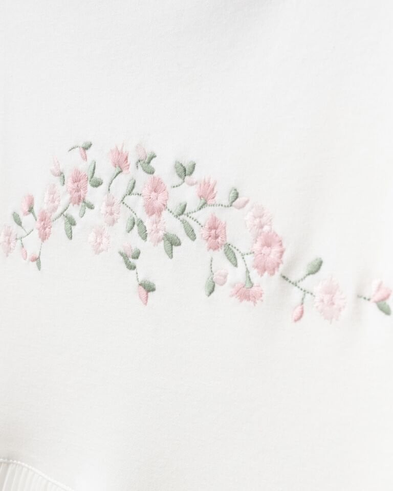 Çiçek Nakışlı Plise Detaylı Çift Katlı Battaniye