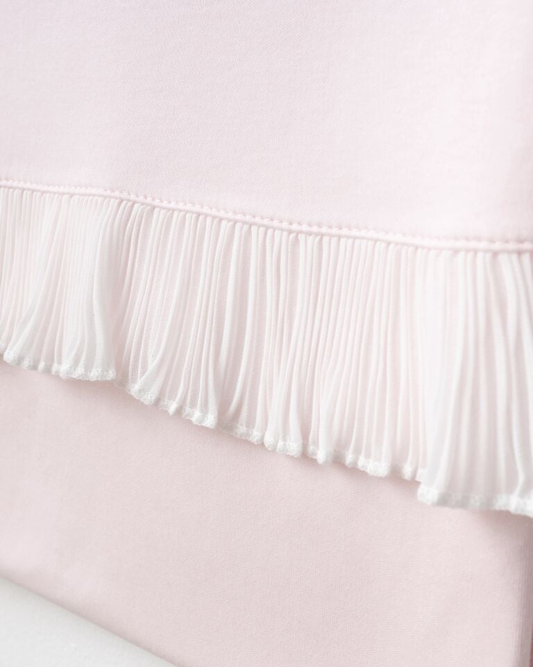 Çiçek Nakışlı Plise Detaylı Çift Katlı Battaniye Pembe