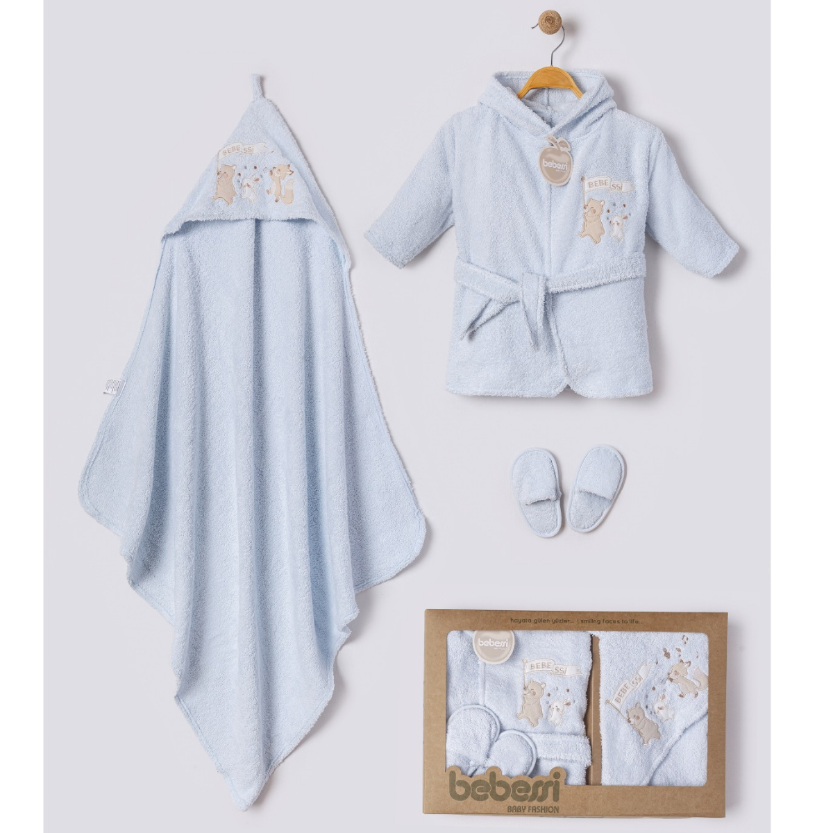 Bear Love Bornoz Seti Bebe Mavisi