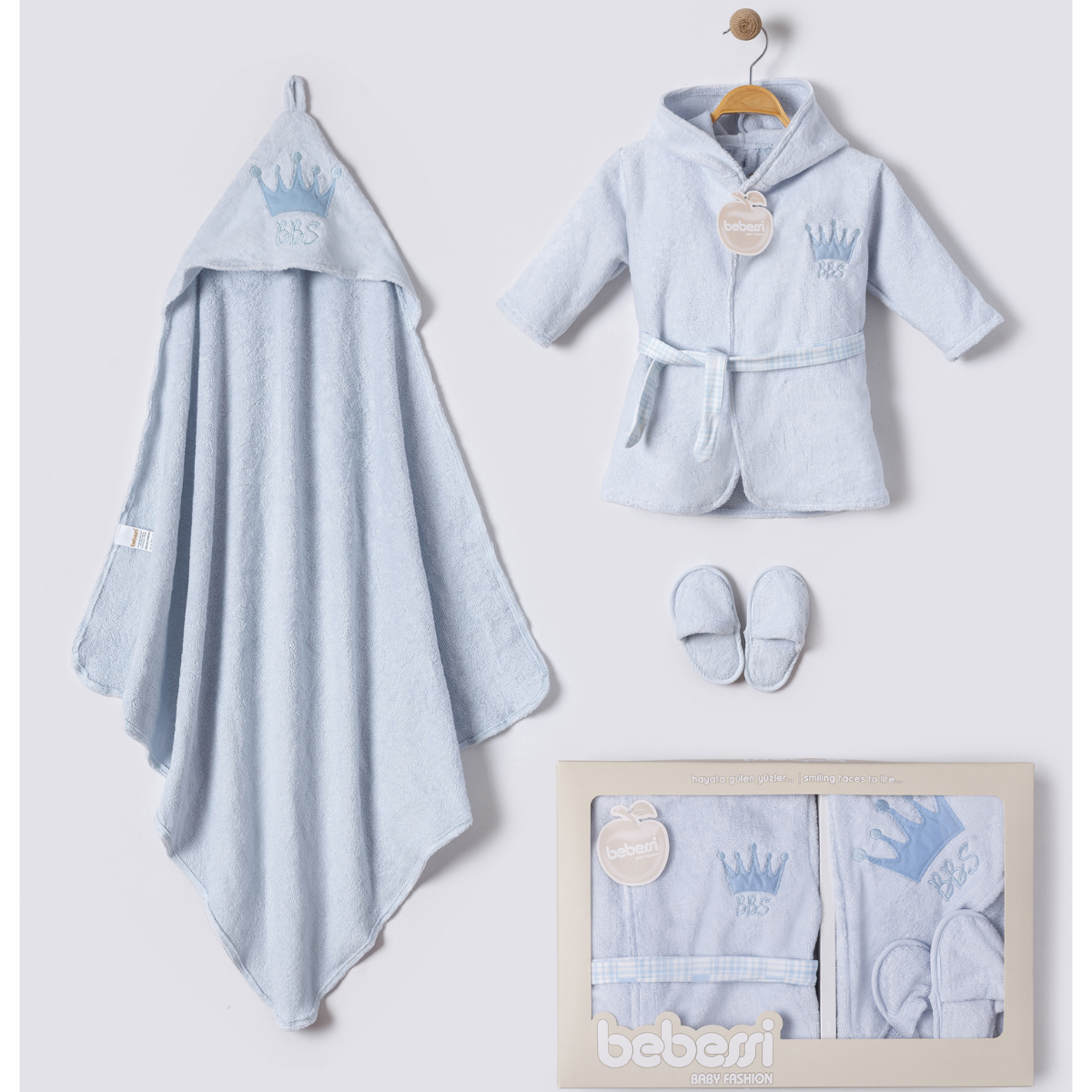 Baby King Bornoz Seti Bebe Mavisi