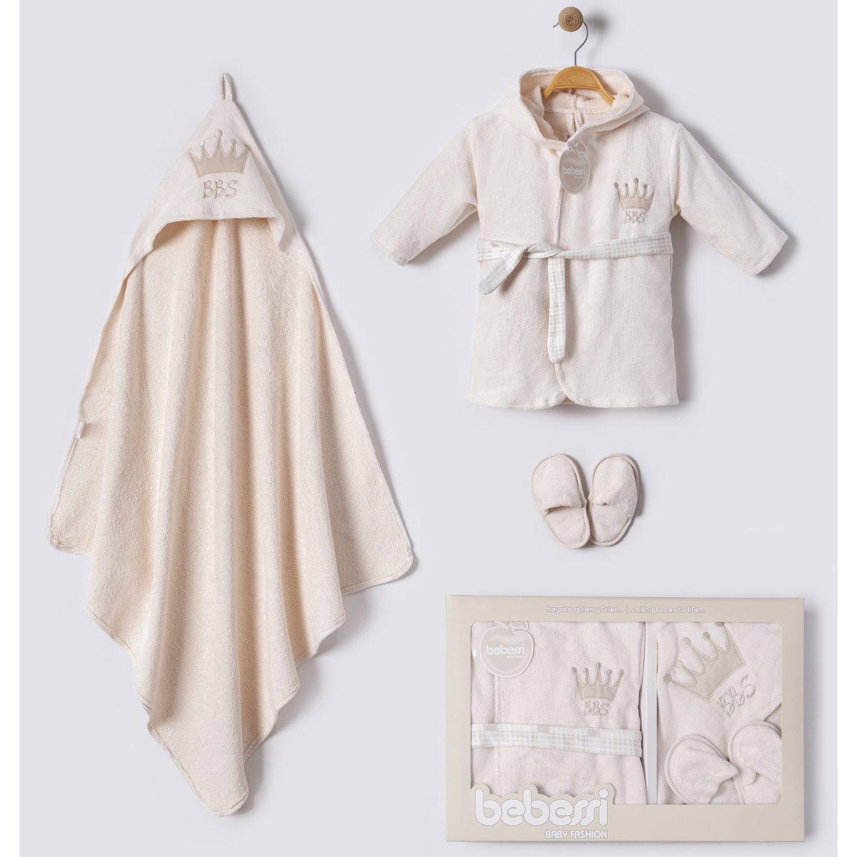 Baby King Bornoz Seti Krem
