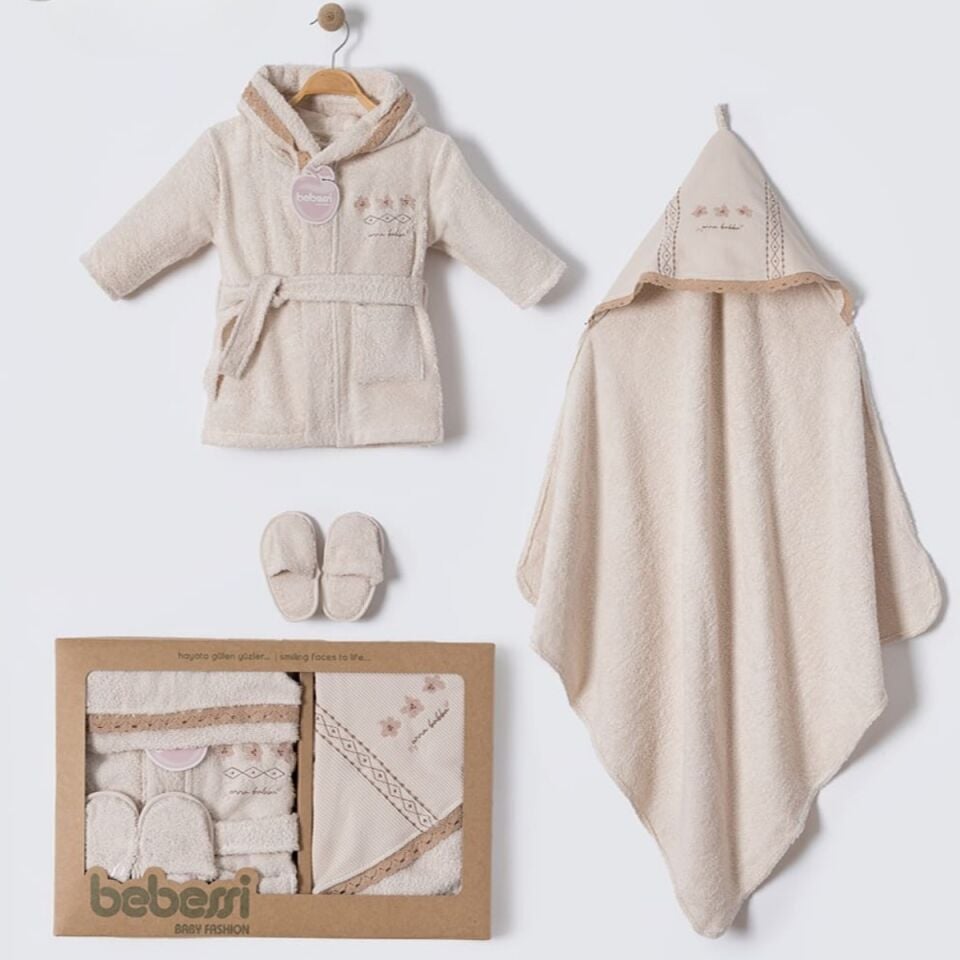 Flower Garden Bornoz Seti Bej