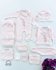 Çiçek Nakışlı Dantel Detaylı 10’lu Hastane Seti