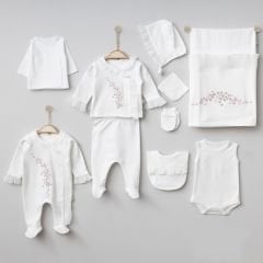 Çiçek Nakışlı Dantel Detaylı 10’lu Hastane Seti