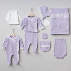 Çiçek Nakışlı Dantel Detaylı 10’lu Hastane Seti