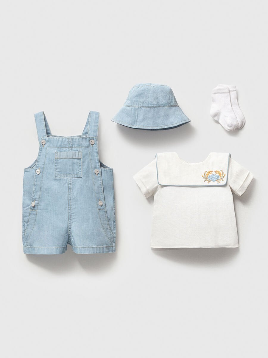 Dantel Yaka Kot Romper 4'lü Set Kız Bebek (ÖZEL KUTULU)