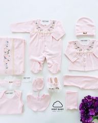 11-Piece Hospital Set with Sequential Flowers Pink