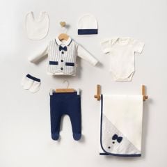 Striped Bow Tie 7-Piece Hospital Set Navy Blue