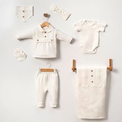 Buttoned Ribbed 7-Piece Hospital Set