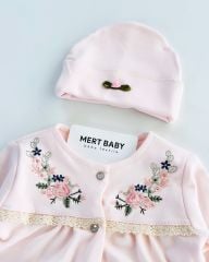 Sıralı Çiçekli Tulum Pembe