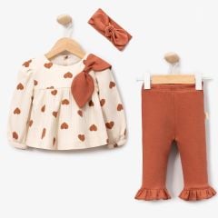 Heart Bow Set Bandana Cinnamon
