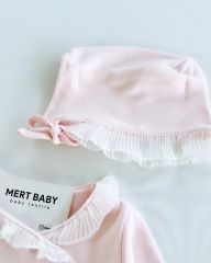 Çiçek Nakışlı Dantel Detaylı Tulum Pembe